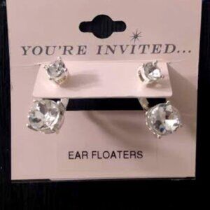 YOU'RE INVITED Romantic Silver Clear Crystals Floater Earrings**NEW!